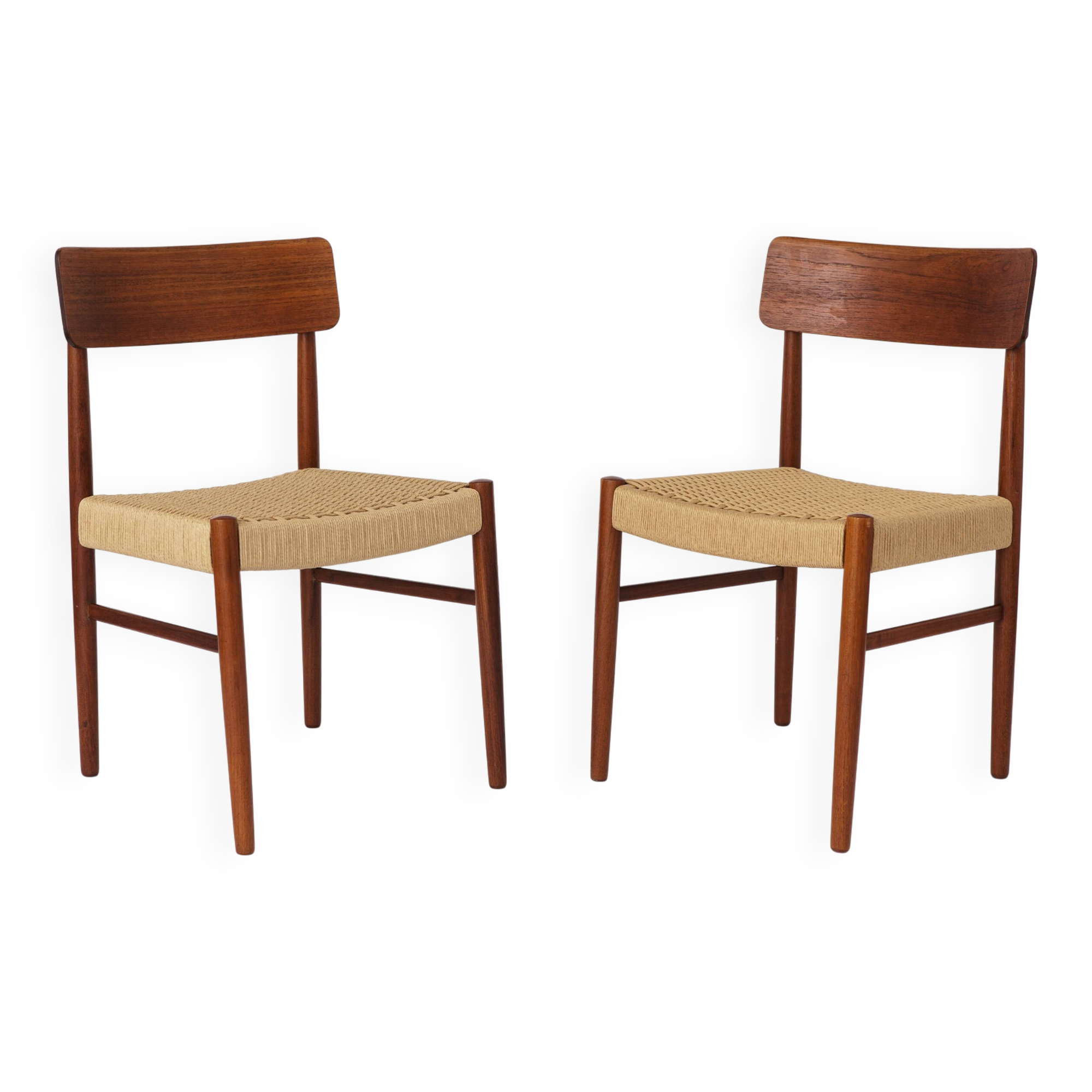 2 Dining Chairs 1960s - Danish, Teak, Papercord seats