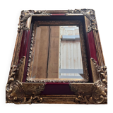 Miroir ancien cadre doré et rouge