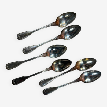 6 small vintage dessert spoons in silver metal