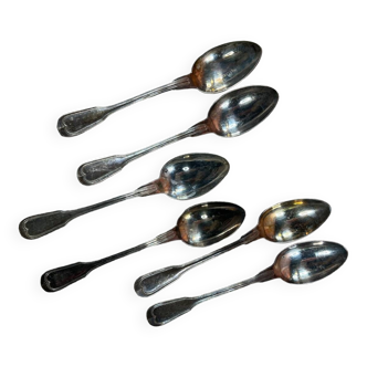 6 small vintage dessert spoons in silver metal