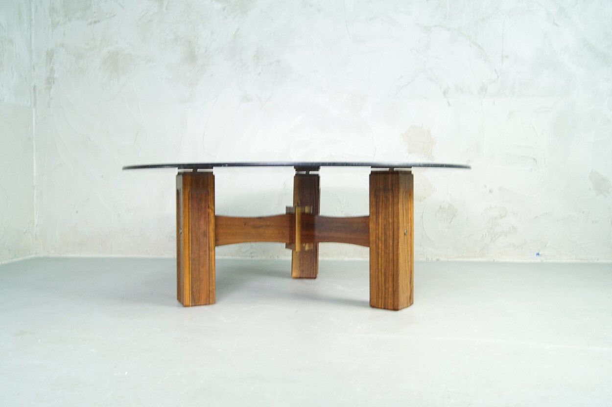 Table basse italienne moderne de bois de rose années 60
