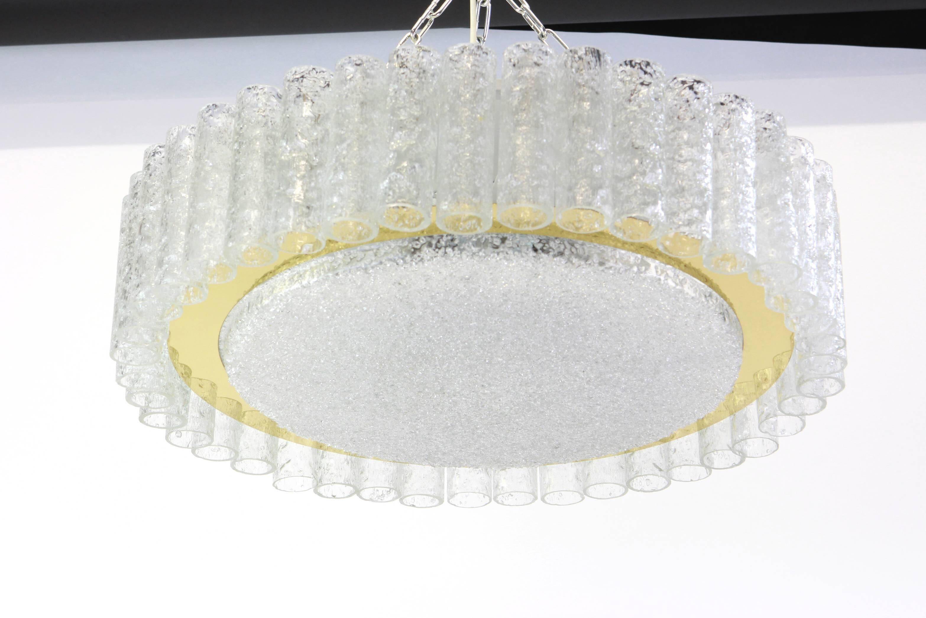 1 of 2 Stunning Murano Glass Tubes Ceiling Light by Doria, Germany, 1960s