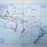 L'Océanie, carte Vintage, 1887, Authentique.