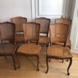 Set of 6 Louis XV chairs Cherry and canework