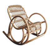Vintage rattan rocking chair for children