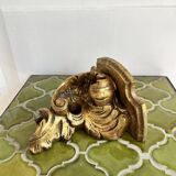 Baroque style wall console shelf in gilded wood