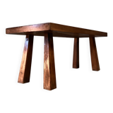 Brutalist oak seventies side table coffee table bench