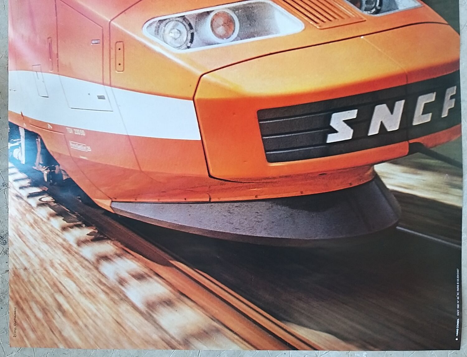 Original old SNCF poster "TGV save time" 1981