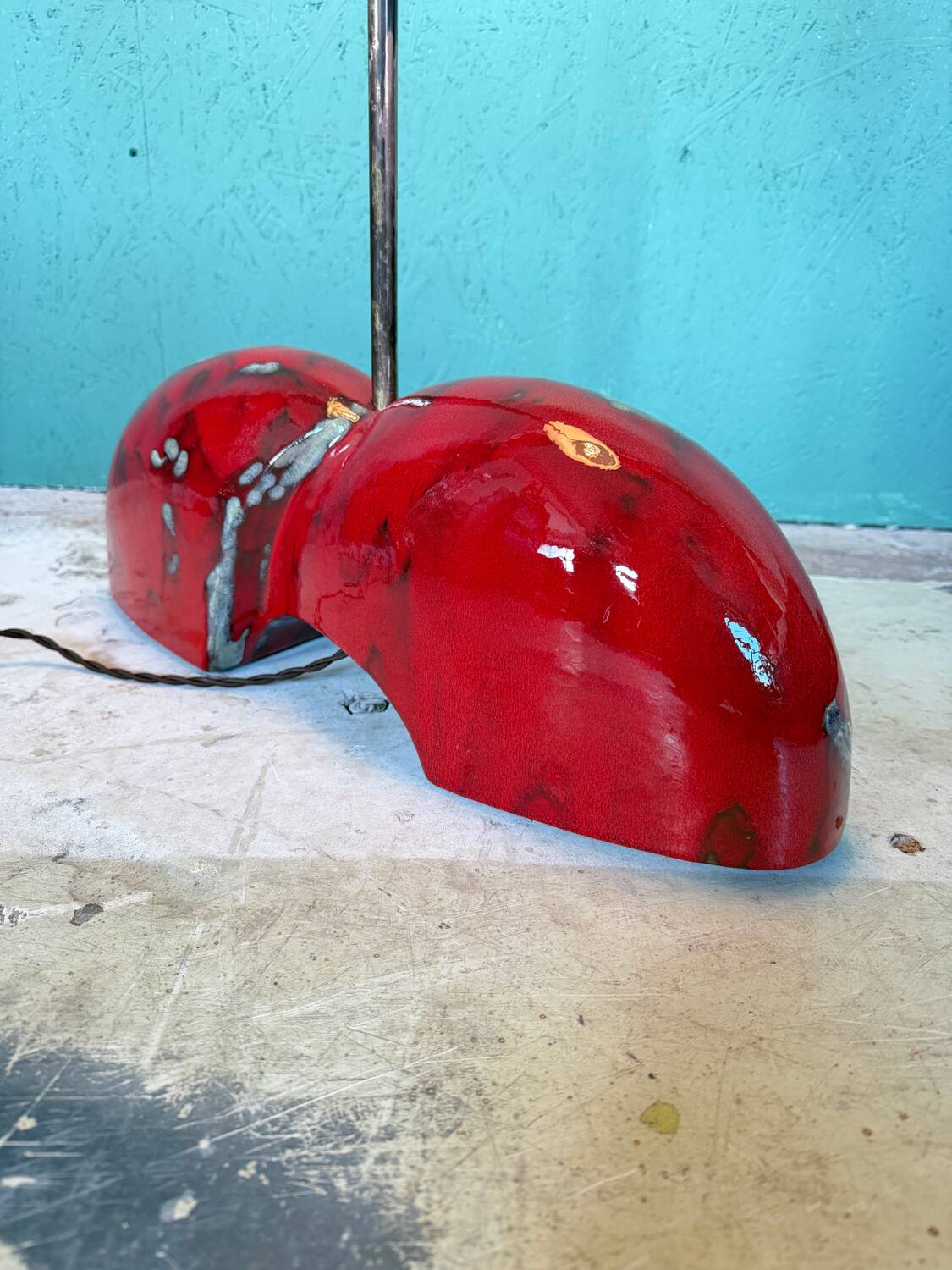 A unique, one-of-a-kind artist-made ceramic floor lamp