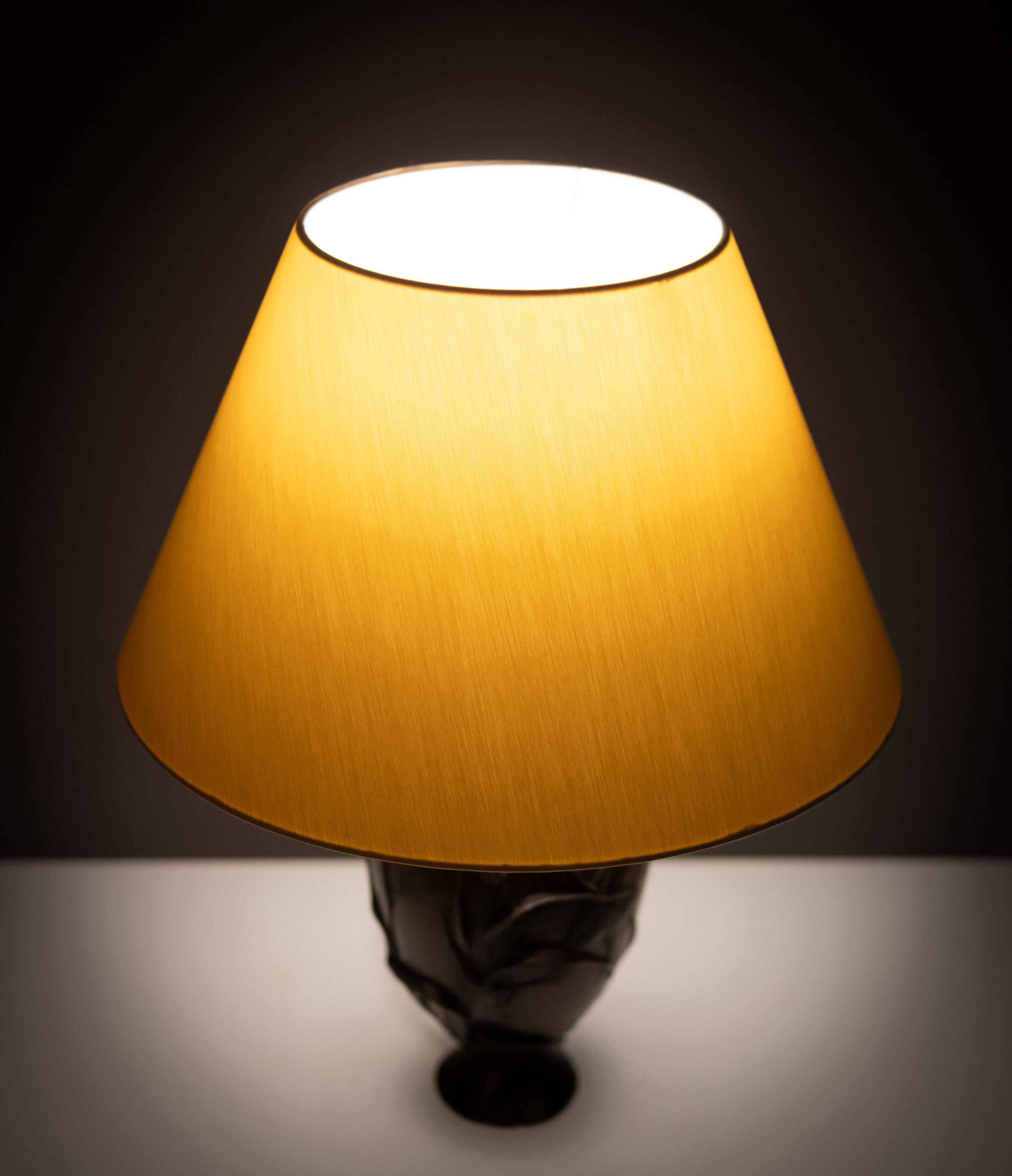 Bronze Lamp stand vase Depicting Cranes and Bamboo Meiji period