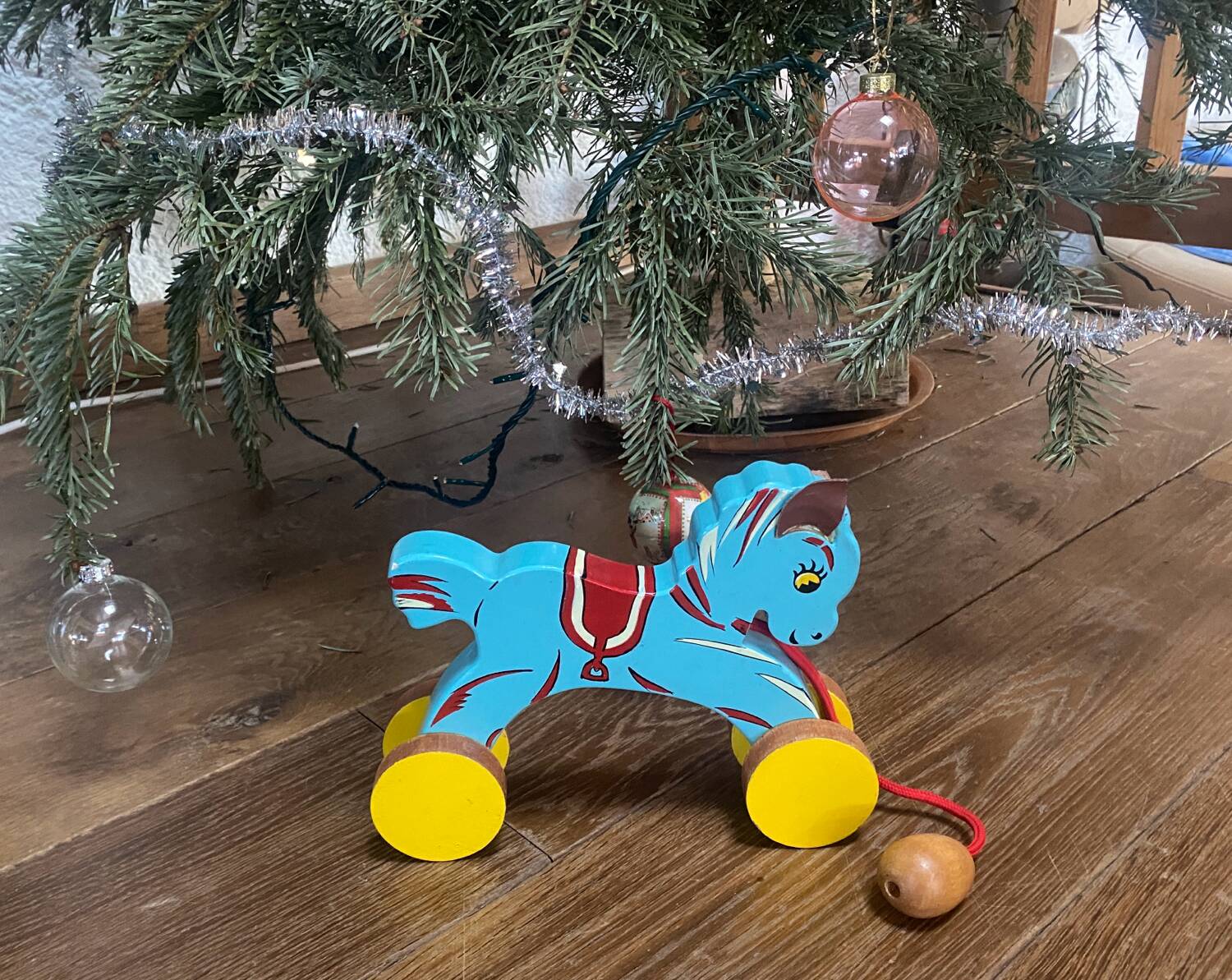 Vintage wooden pull-along horse