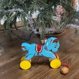 Vintage wooden pull-along horse