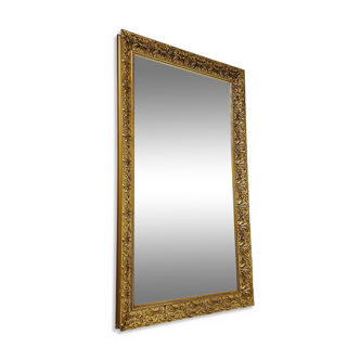 Large Vintage Carved Gilt Wall Hanging Mirror 1970s