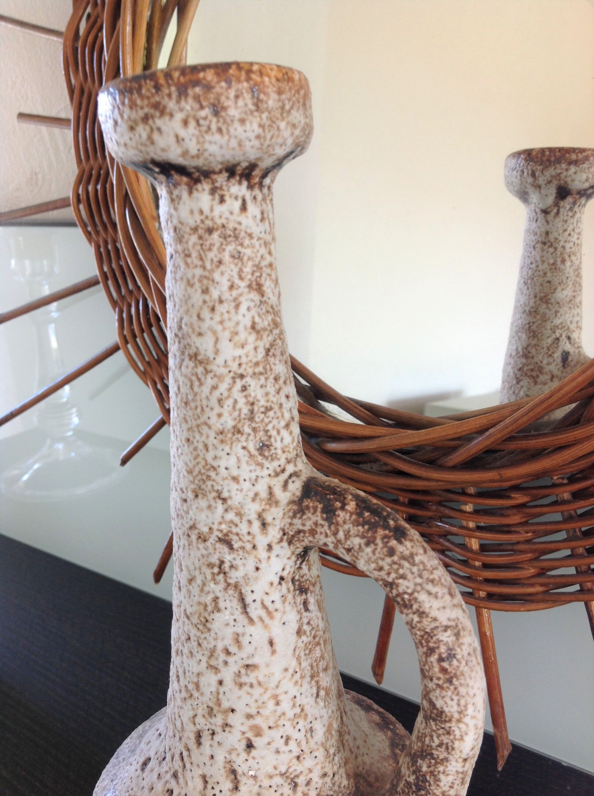 Beige soliflore vase ceramic Fat Lava / vintage 60s-70s