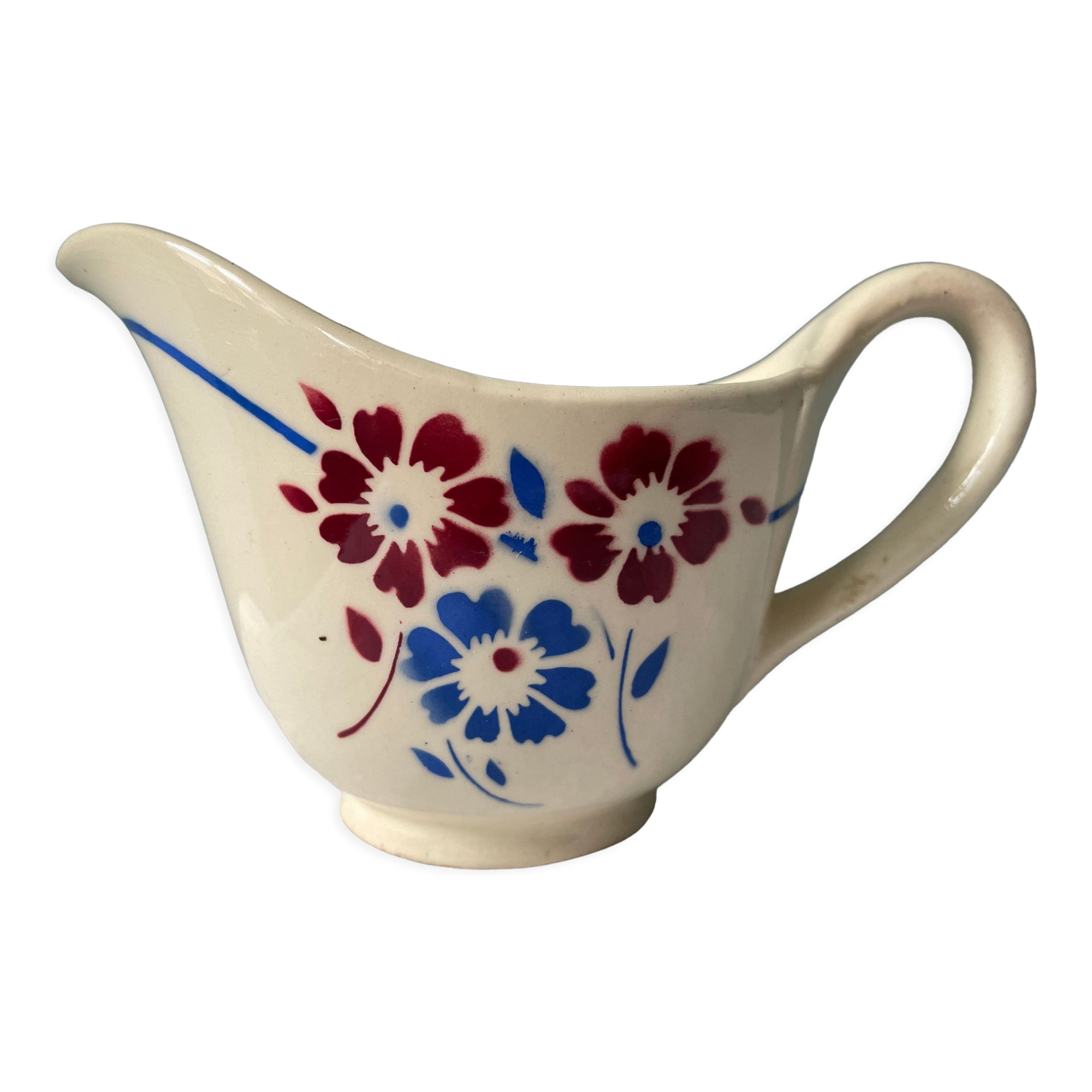 Vintage milk jug, model "Sylvain" earthenware of Lunéville