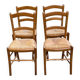 4 chaises bois massif blond chêne moyen satin et paille