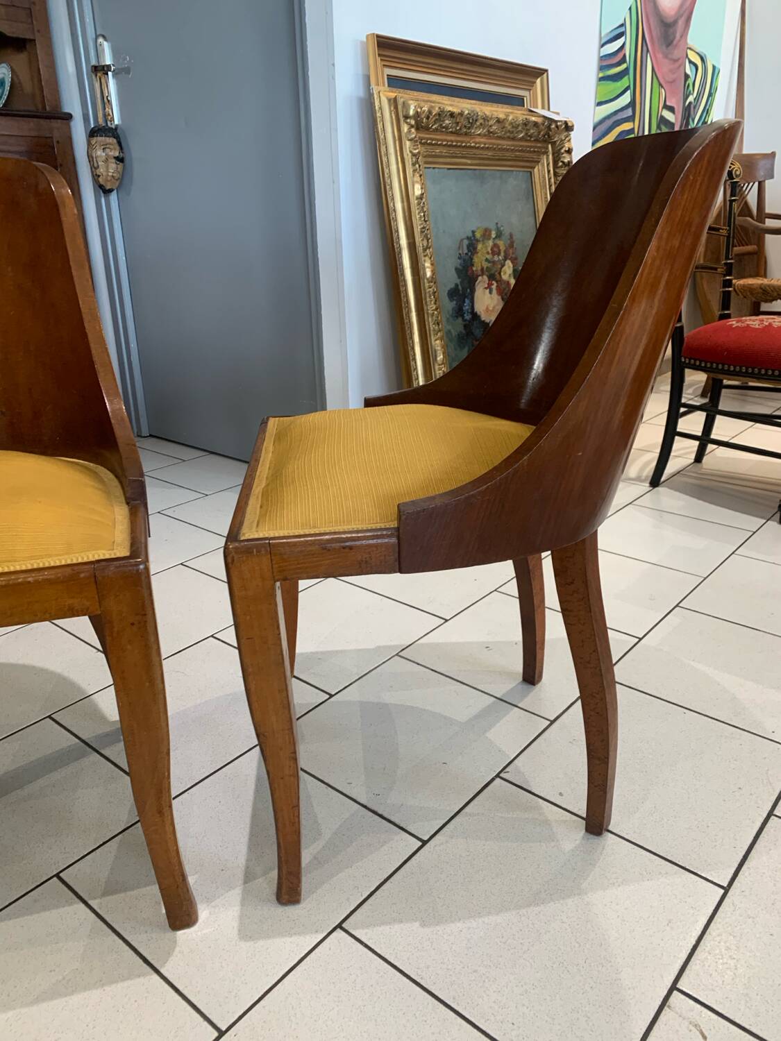 Paire Chaise Gondole Art Deco De Coene Circa 1930