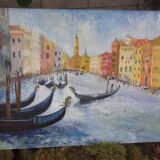 Huile sur panneau du Grand Canal à Venise