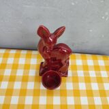 Red earthenware doe Art-Deco style with container