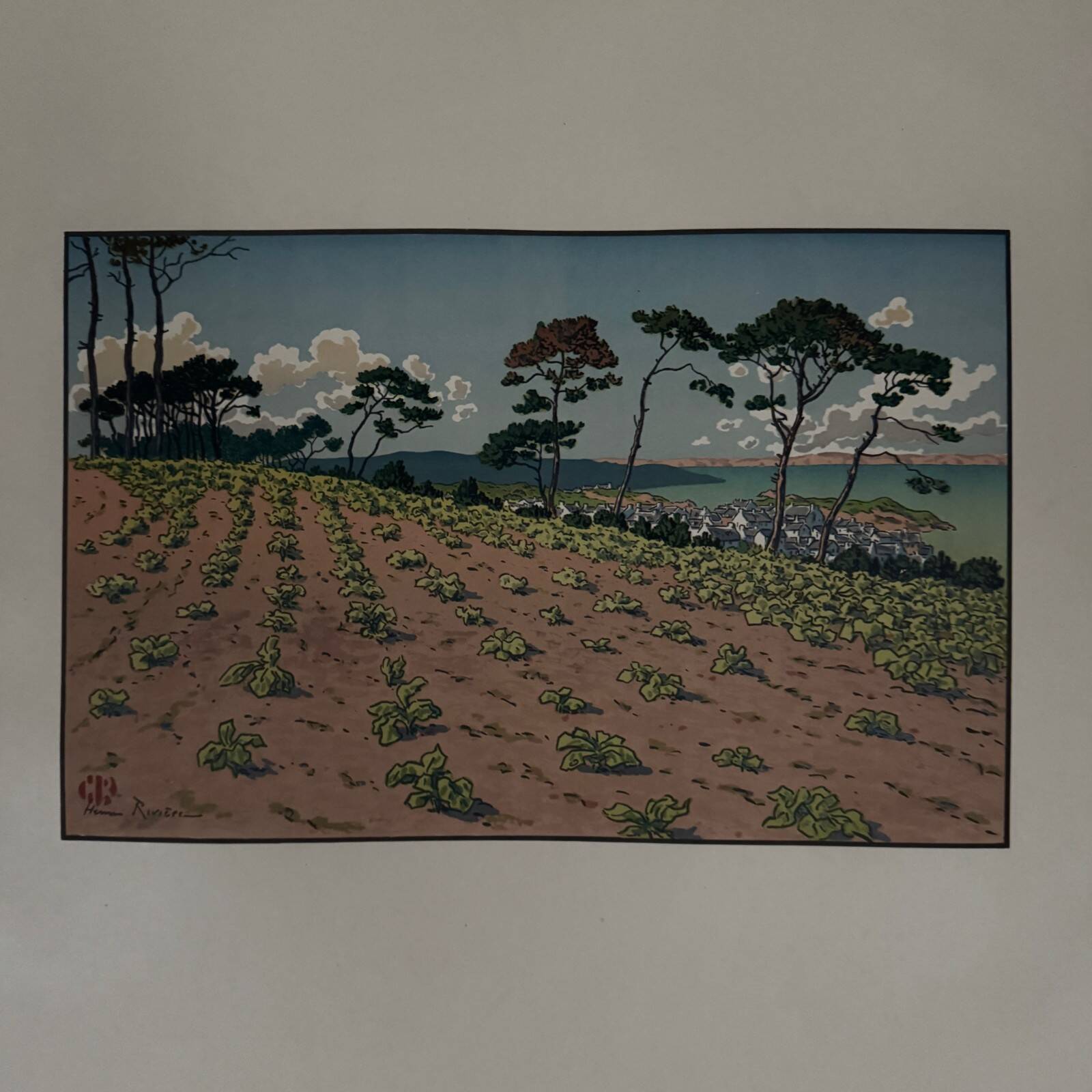 Lithograph by Henri Rivière - Douarnenez seen from Ris