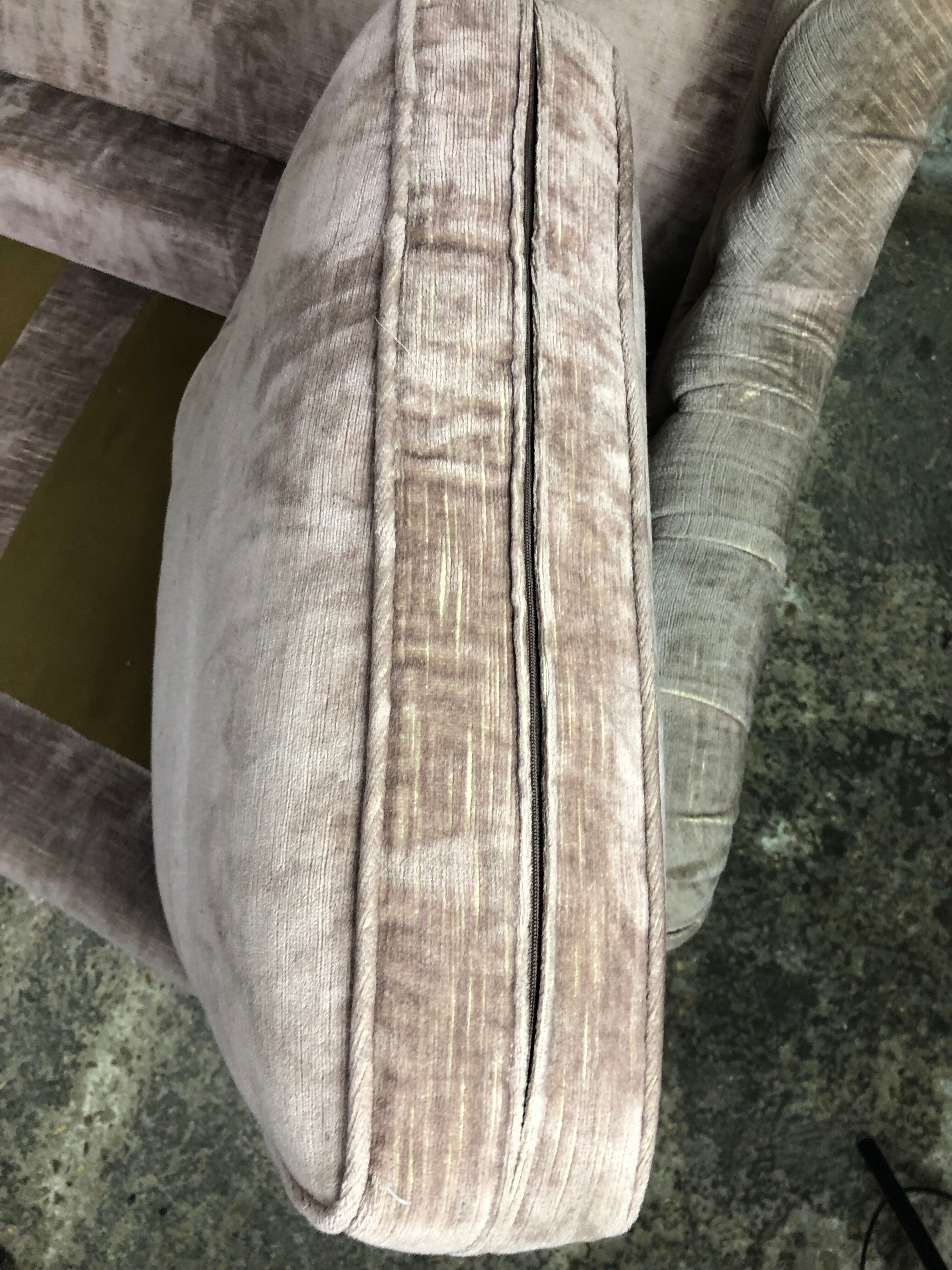 vintage velvet taupe sofa 70's style