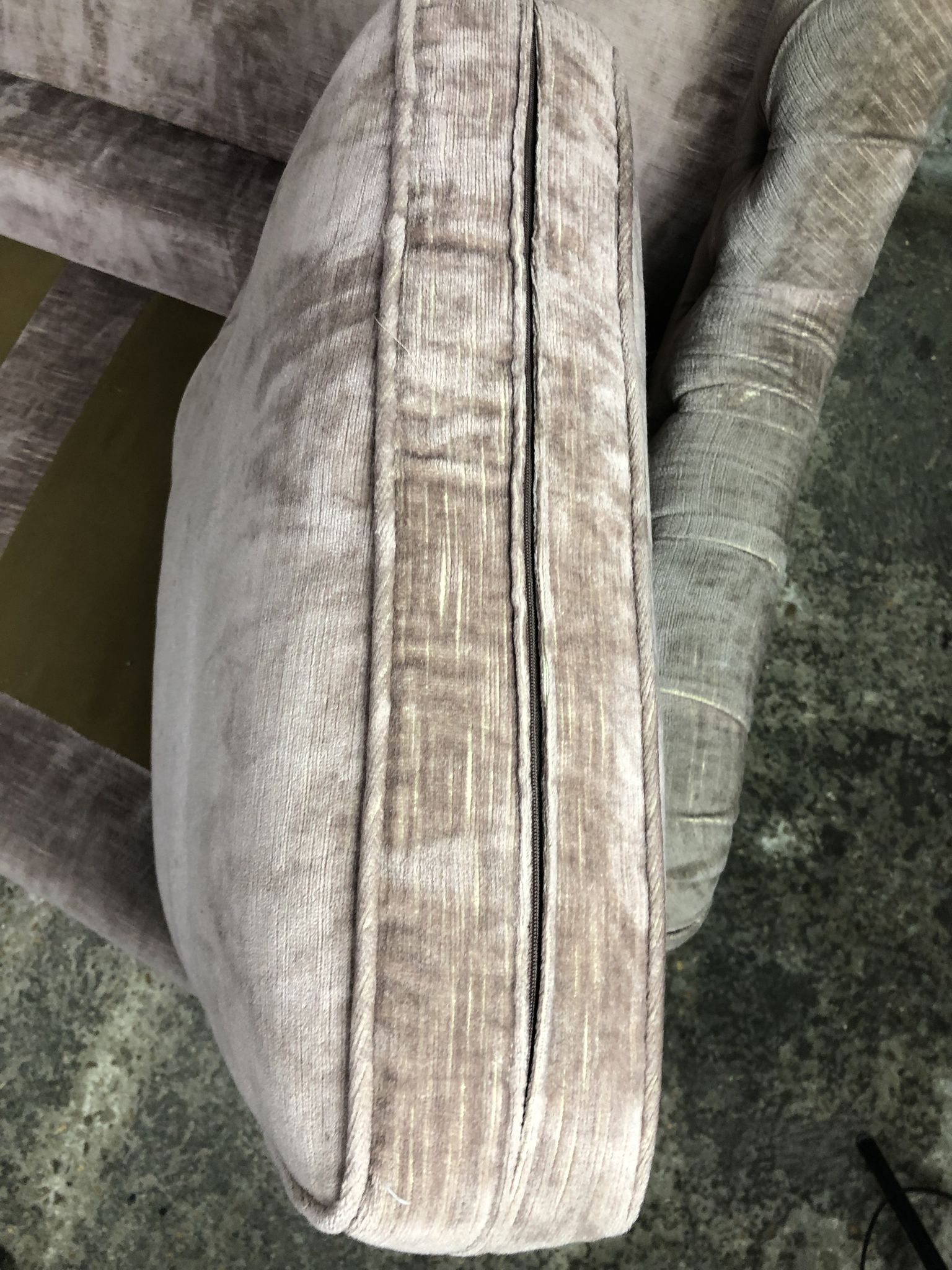 vintage velvet taupe sofa 70's style