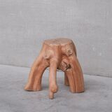 French mid-century sculptural primitive side table or stand
