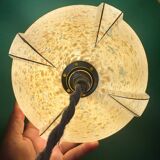 Vintage art deco pendant light with a yellow and white Clichy glass lampshade