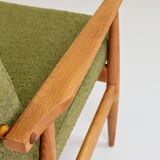 Vintage wild green bouclé armchair design by H.Lis