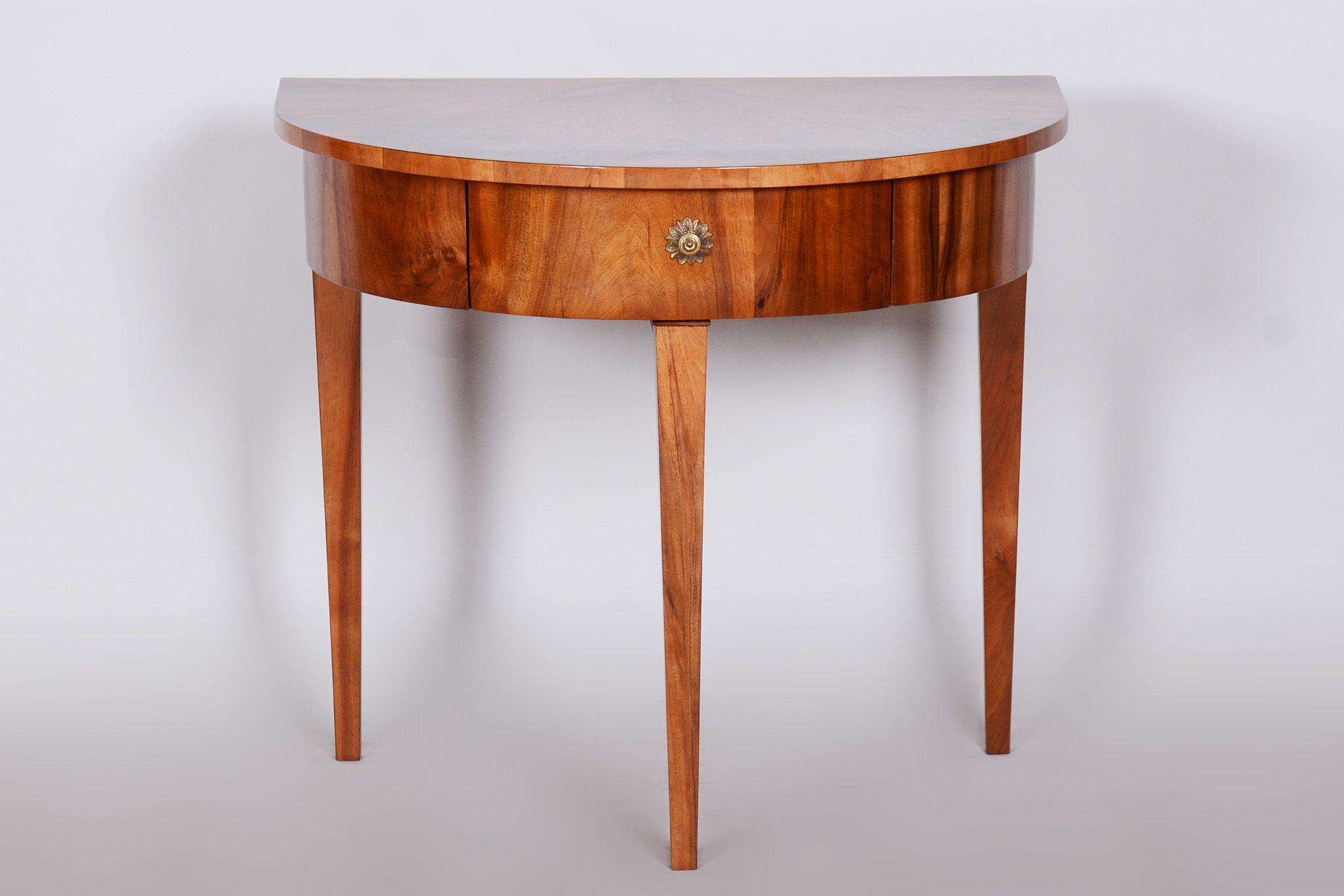 Restored Biedermeier Walnut Side Table, Revived Polish, Czechia, 1820s