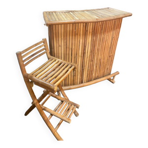 Bar en rotin et son fauteuil