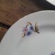 6 BD Limoges dessert plates – geometric floral decoration – 1950s