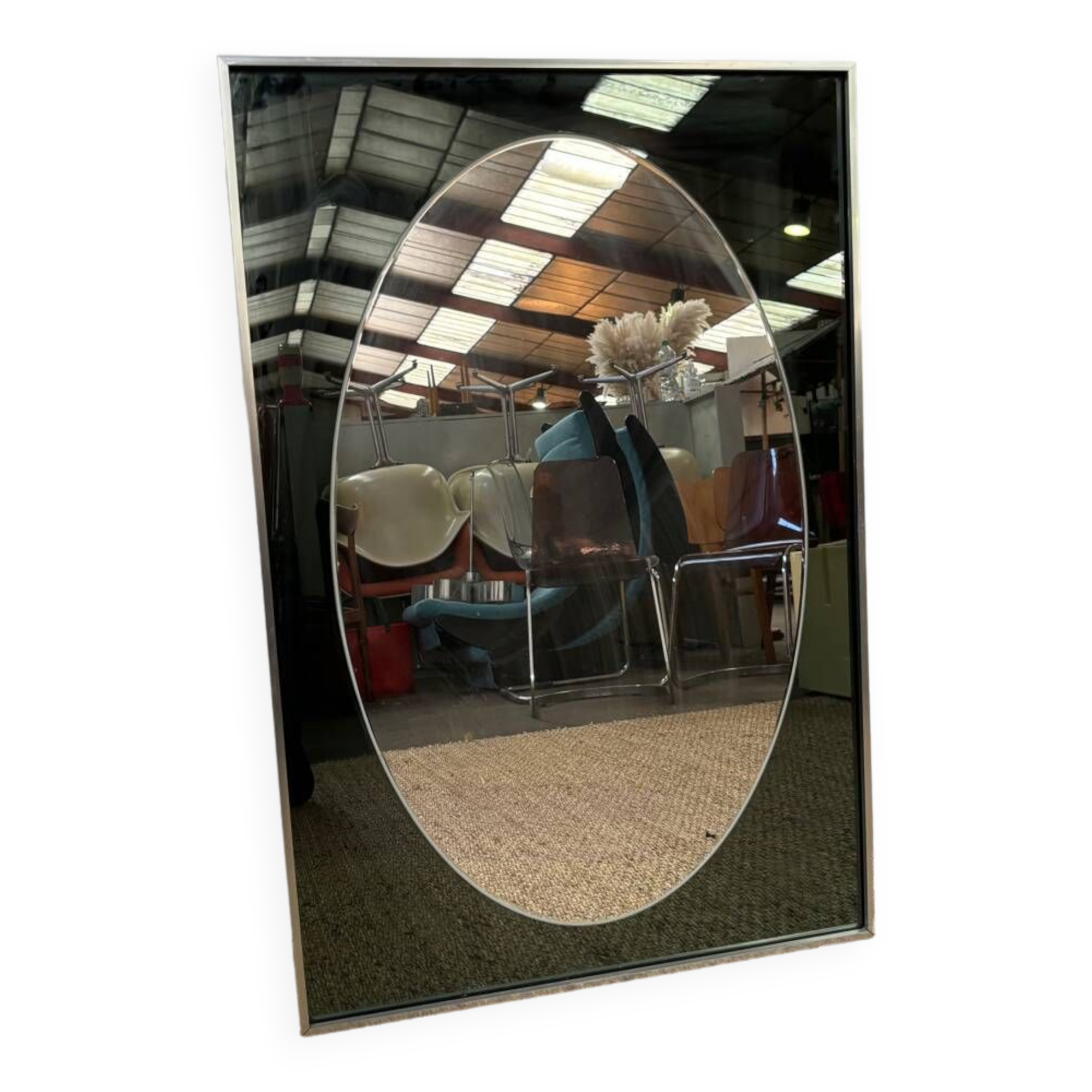 Vintage smoked and natural mirror 1970