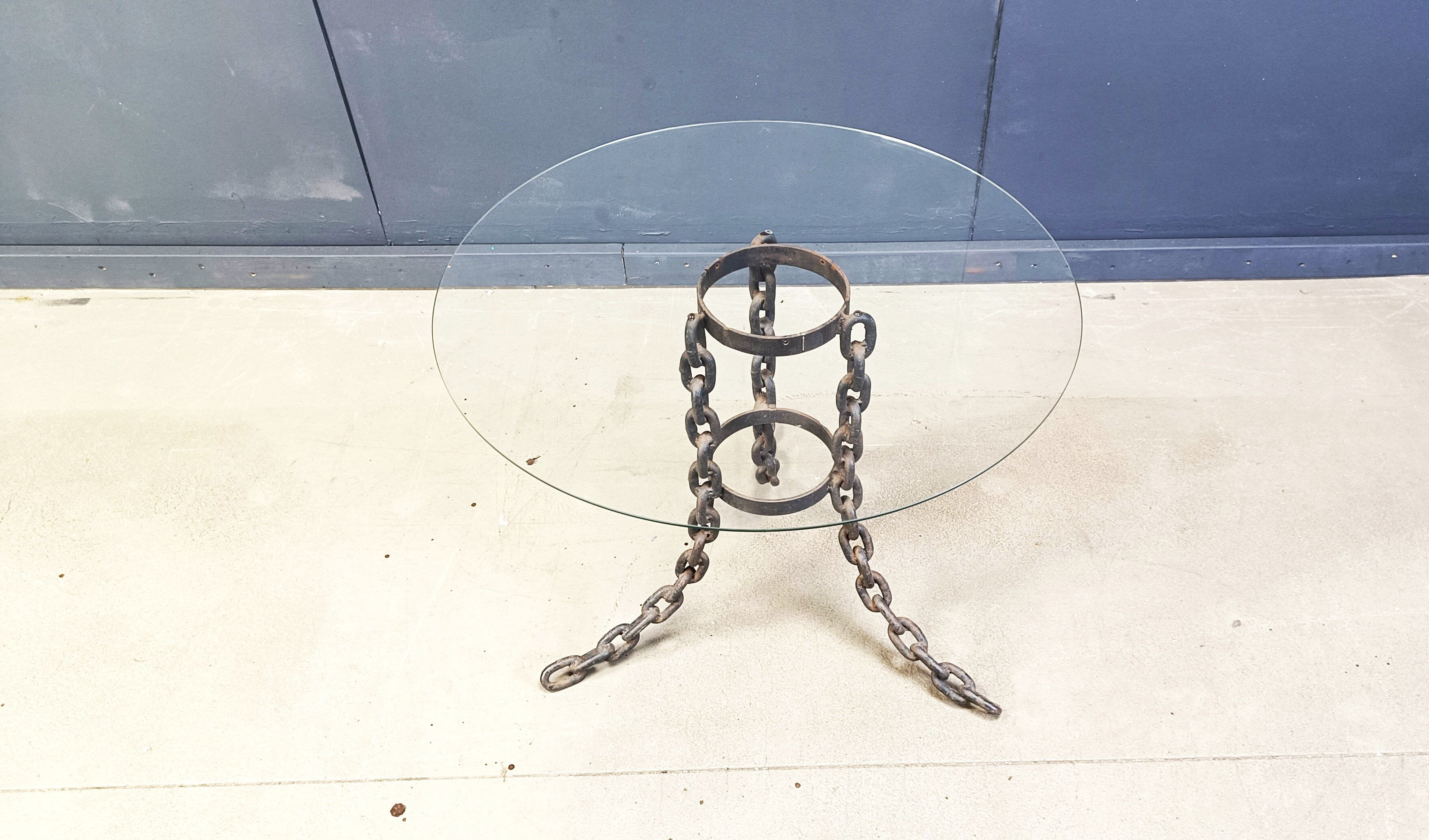 Brutalist chain link coffee table or side table, 1970s