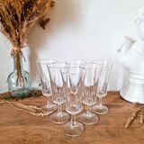 Champagne flutes in molded glass, 70's