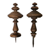 Paire de patères en bois tourné