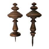 Pair of turned wooden coat hooks