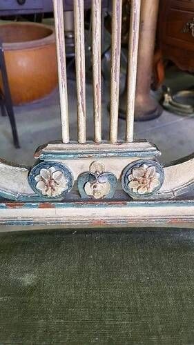 Pair of Louis XVI style chairs from the 18th century with lyre back.