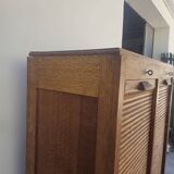 Meuble classeur à rideaux double porte coulissante ancien 1950