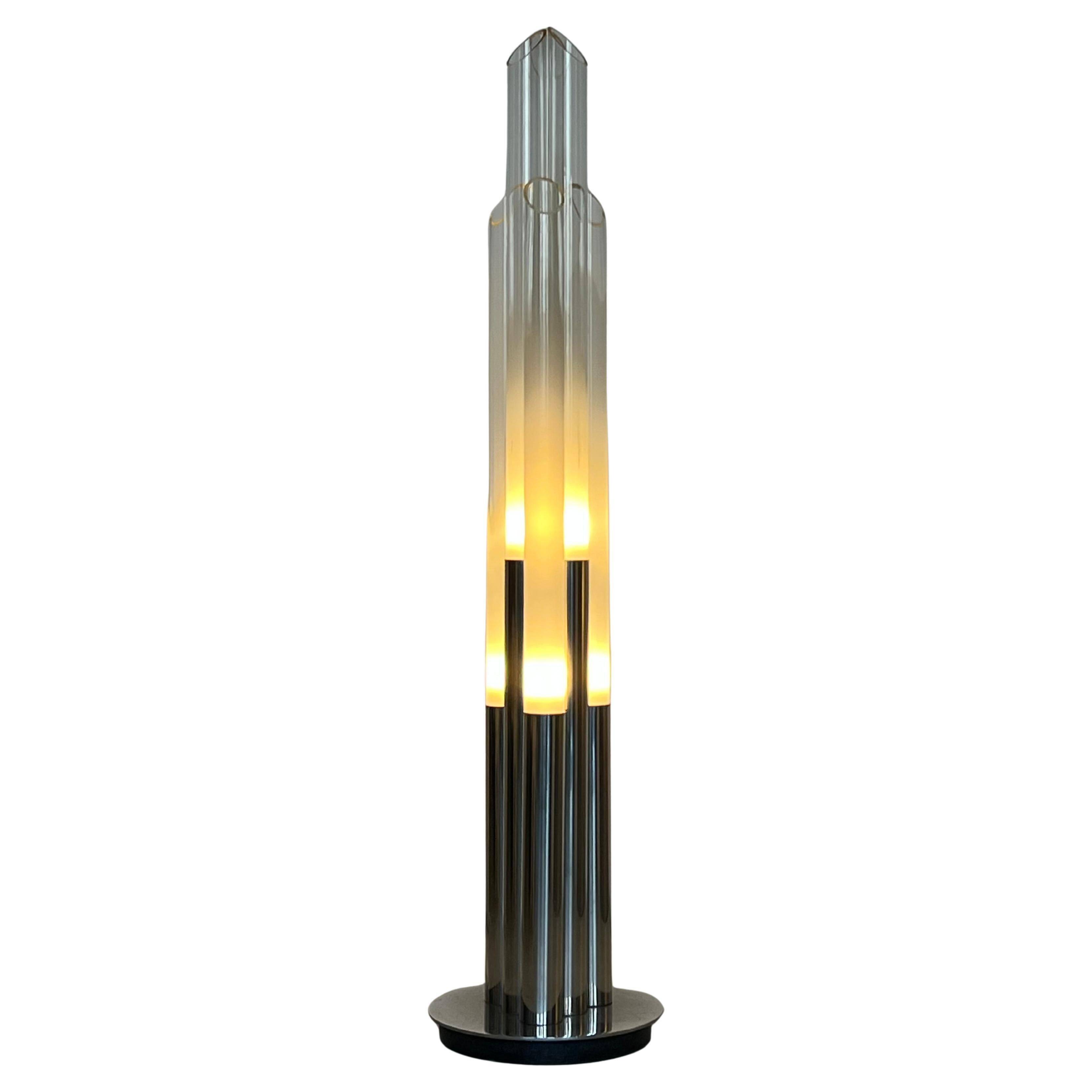 Vintage 1960s Nason, Mazzega, Murano Glass and Metal floor lamp