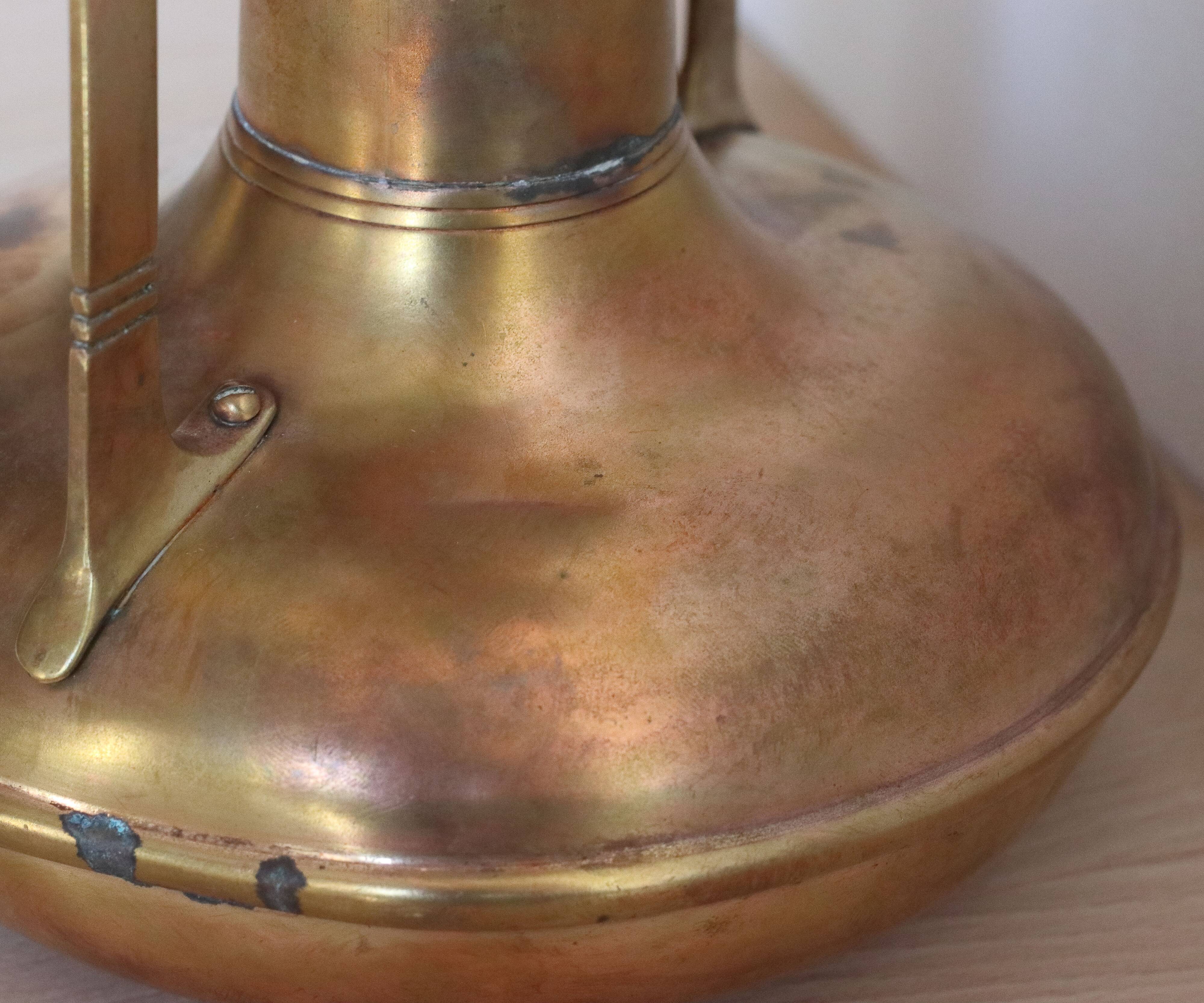 Pair of art nouveau copper and brass vases by Gustave Serrurier-Bovy