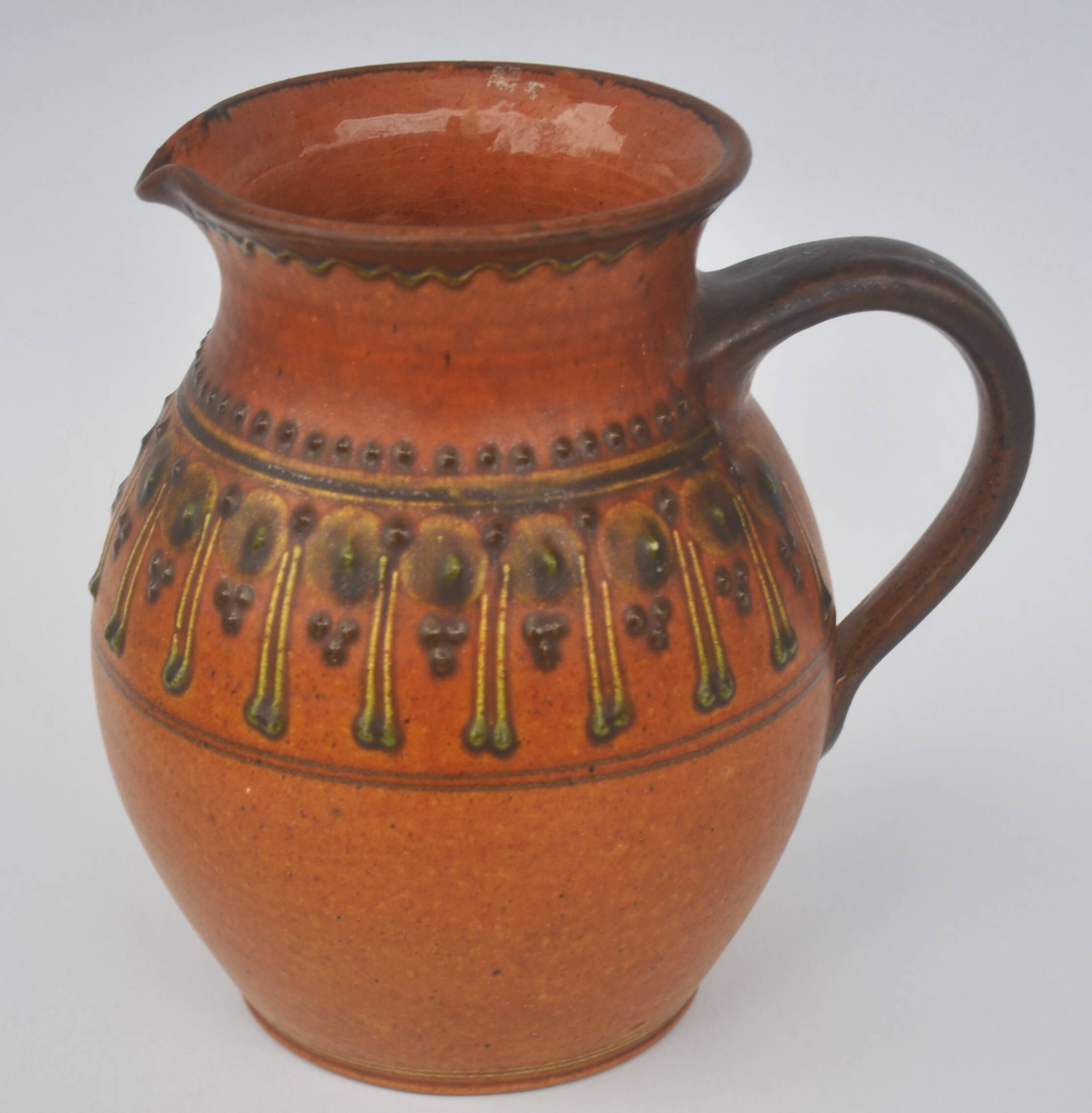 Gerhard Bauer Design Hand painted ceramic jug  18cm tall