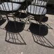 6 wrought iron chairs with fabric seats