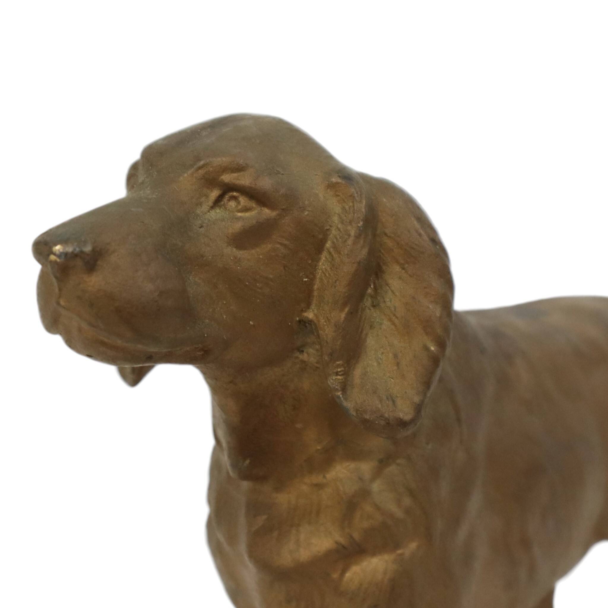 Art Deco Dog on Marble Base, Gold-colored Zamak