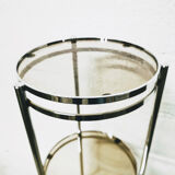 Chrome and smoked glass side table