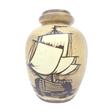 Vase en grès décor bateau