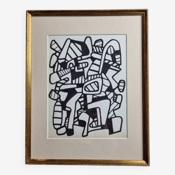 Sérigraphie d'après Jean Dubuffet encadrée sous verre 24 cm par 31 cm