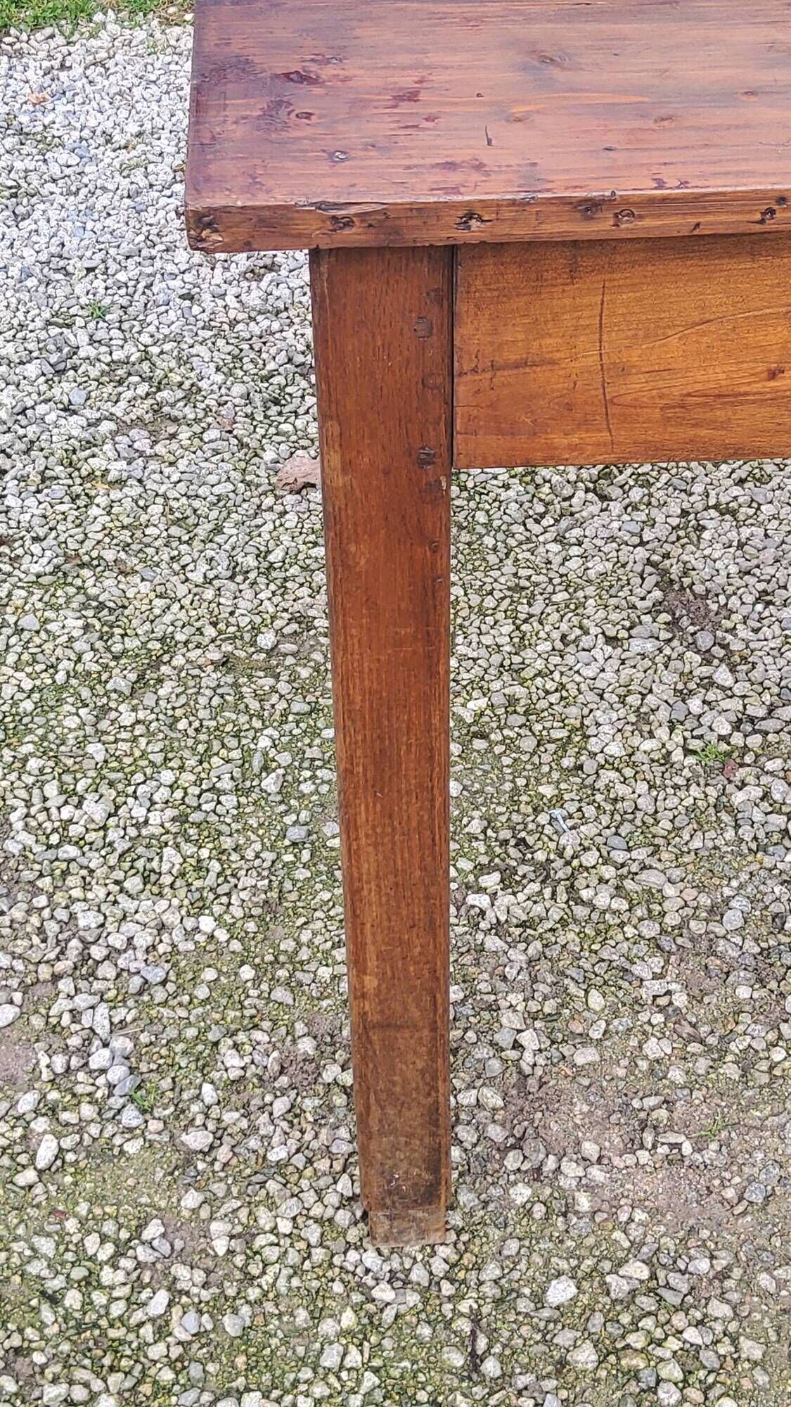 Farm table in oak and white wood 160cm 1 drawer t 20th century