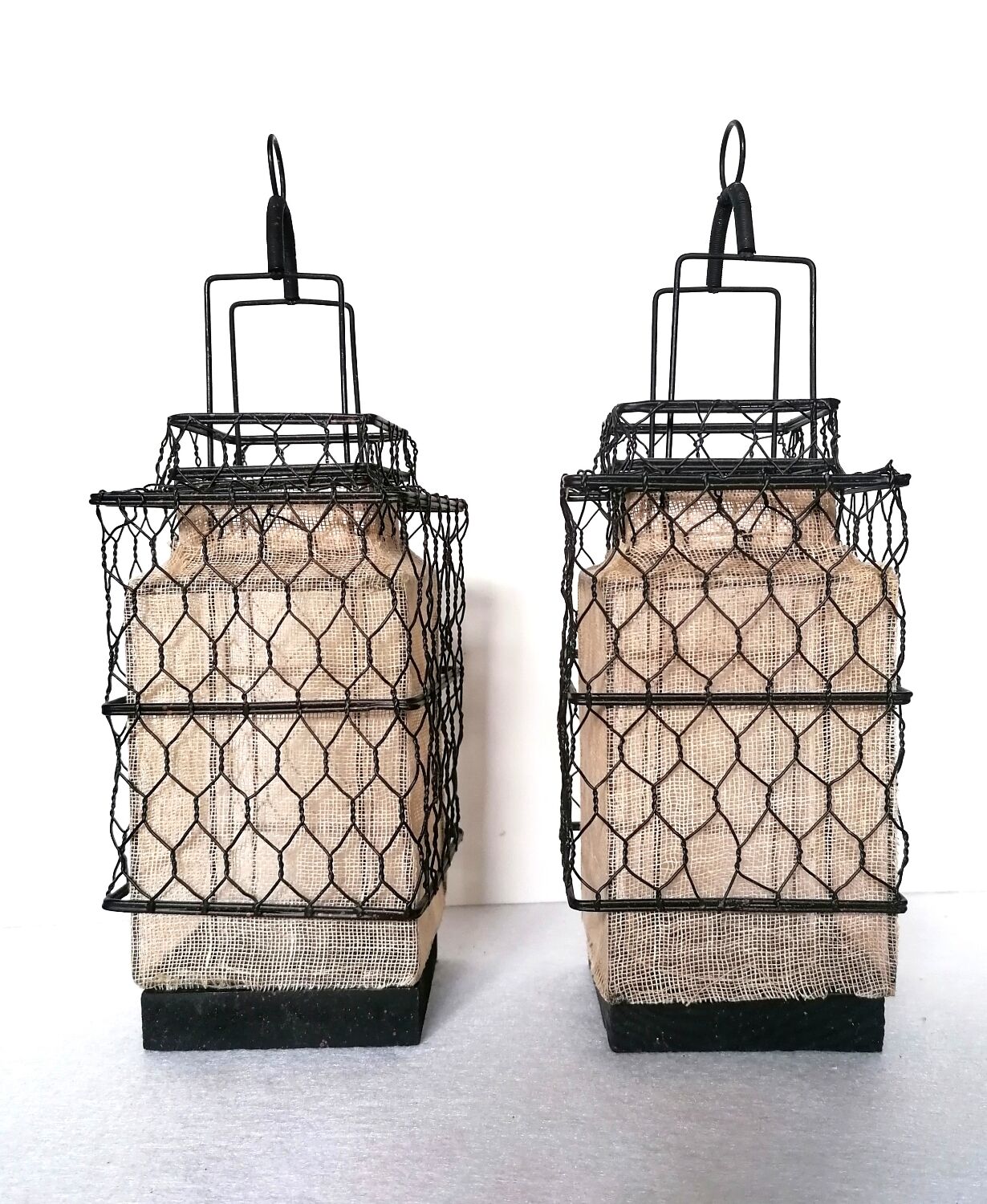 Pair of chinese wire lanterns
