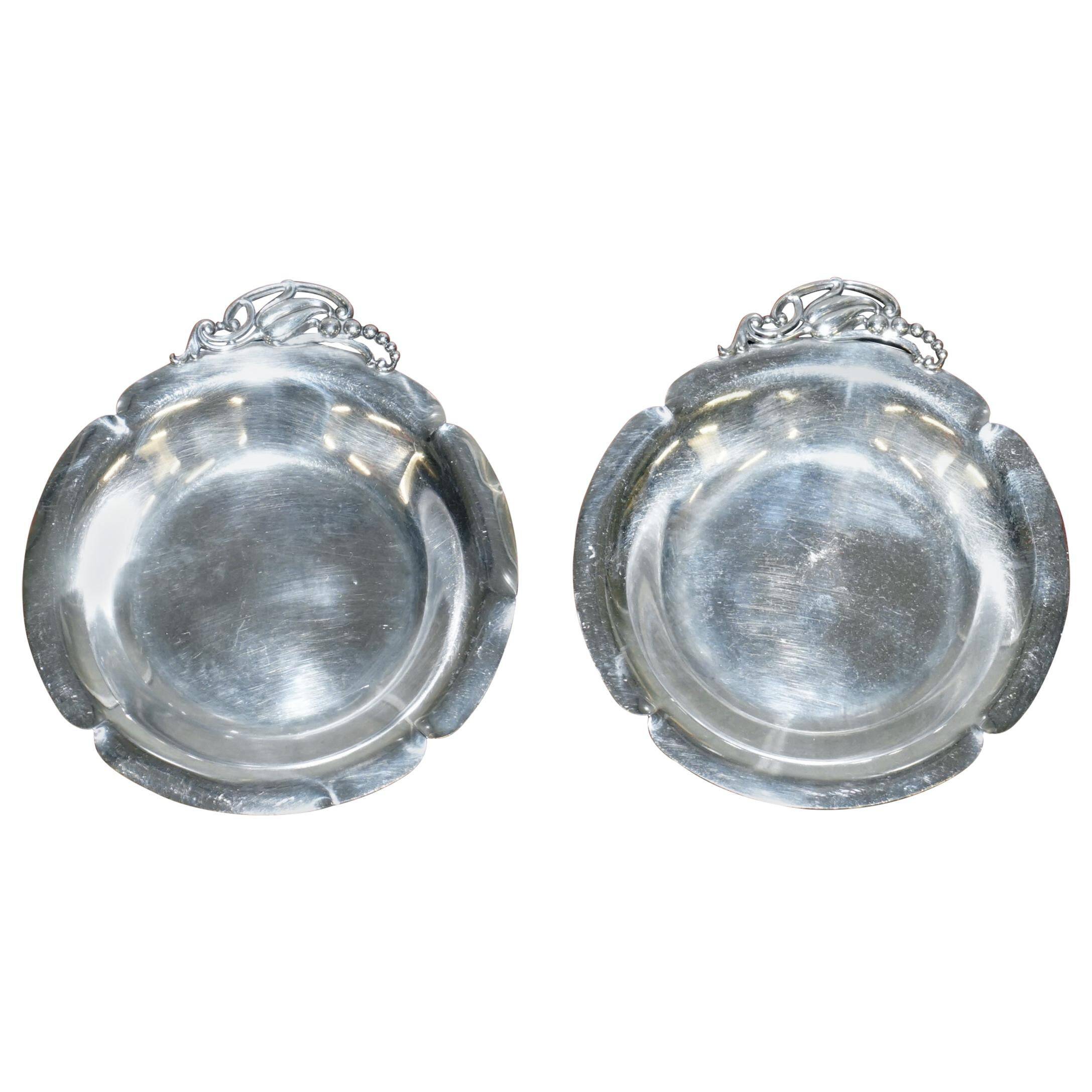 Pair of sterling silver biscuit dishes by Webster circa 1950.